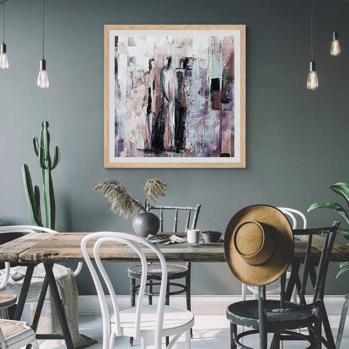 Plakát v rámu světlý dub - Tajemná trojice - 50x50 cm