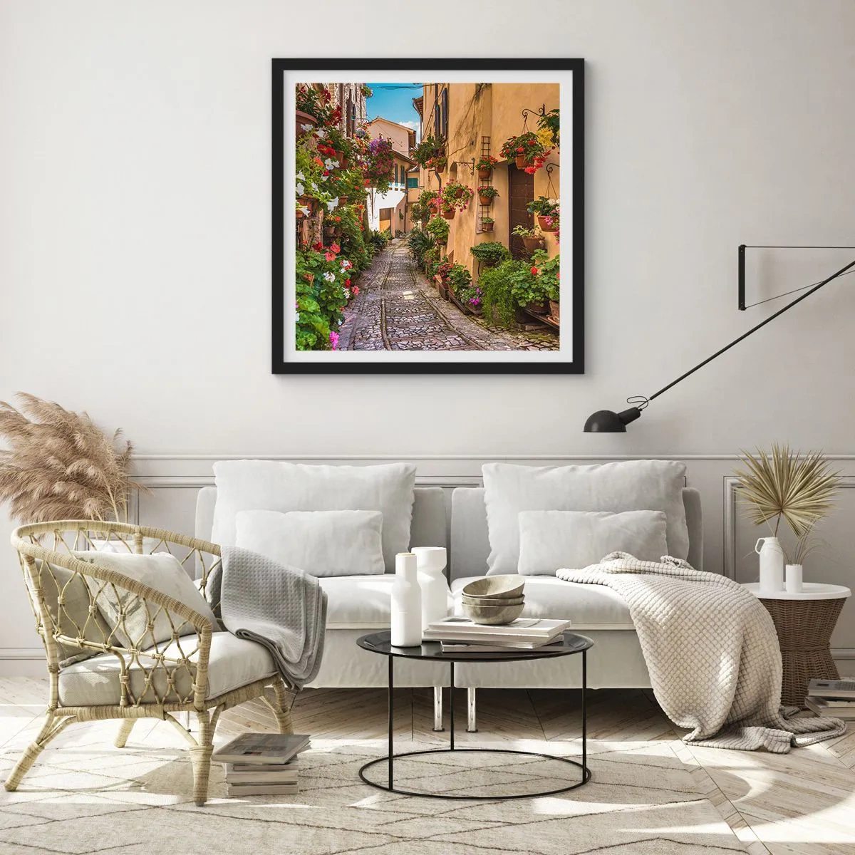 Plakát v černém rámu - Italské zákoutí - 40x40 cm