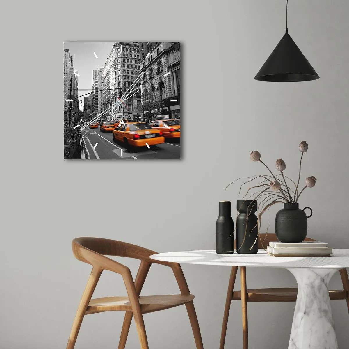 Nástěnné hodiny - Slunce velkoměsta - 30x30 cm