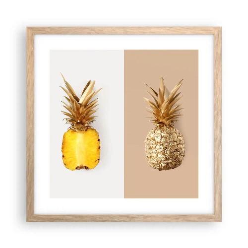 Plakát v rámu světlý dub - Ananas pro nás - 40x40 cm
