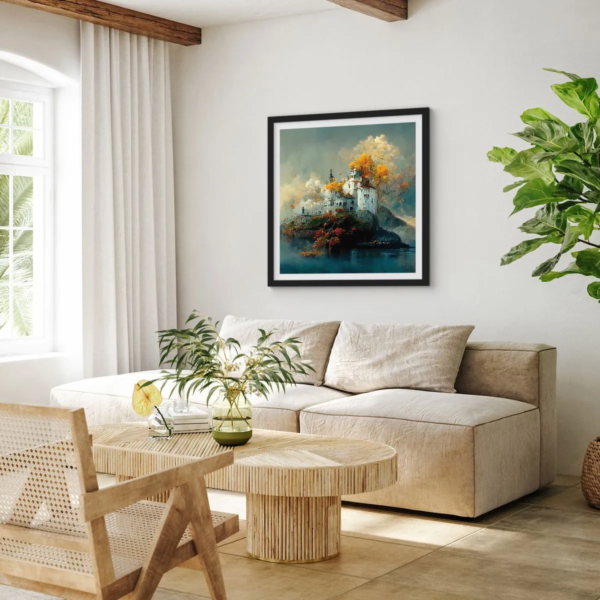 Plakát v černém rámu - Začátek romantického příběhu - 40x40 cm