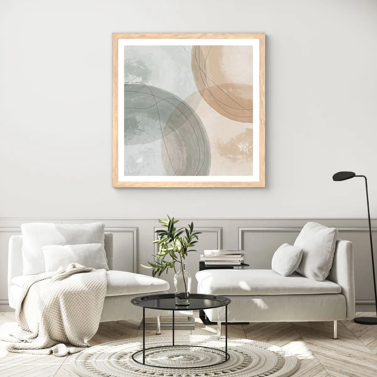 Plakát v rámu světlý dub - Pronikání světů - 50x50 cm