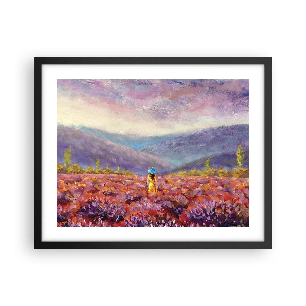 Plakát v černém rámu - V levandulovém světě - 50x40 cm