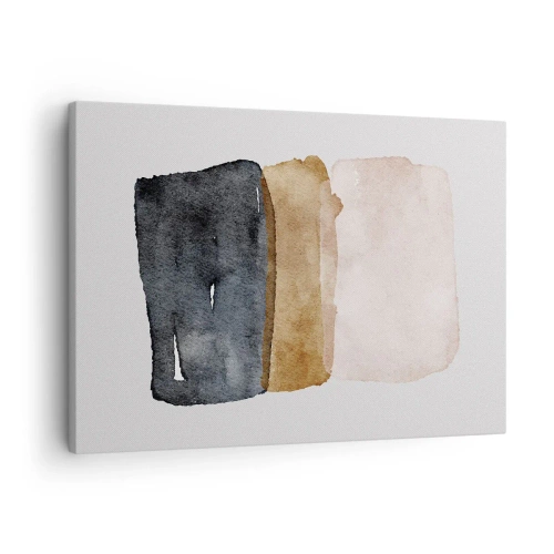 Obraz na plátně - Minimalistická kompozice tří obdélníků v zemitých odstínech. - 70x50cm - Kompozice zemitých barev - Moderní nástěnná dekorace do obývacího pokoje a ložnice ARTTOR
