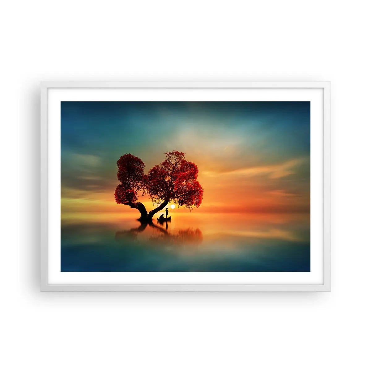 Plakát v bílém rámu - Voda a ticho vesmíru - 70x50 cm