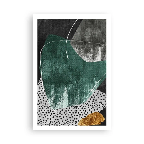 Plakát - Barevná abstrakce se zlatou vločkou - 61x91 cm