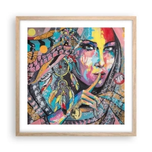 Plakát v rámu světlý dub - Mlč, než pochopíš - 50x50 cm