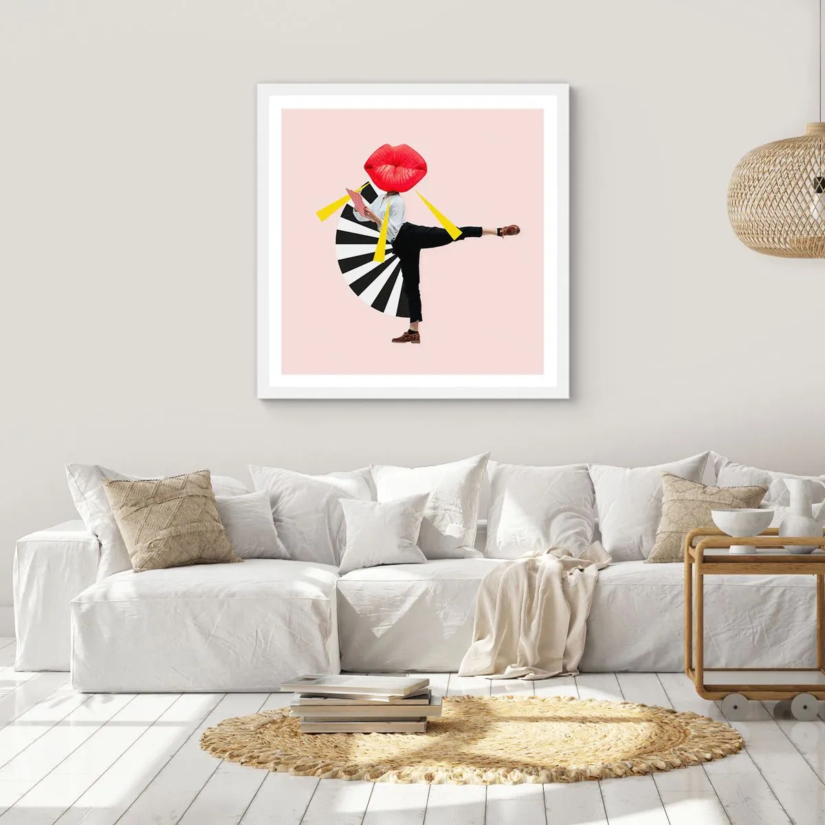 Plakát v bílém rámu - Surrealistický pop-art - 50x50 cm