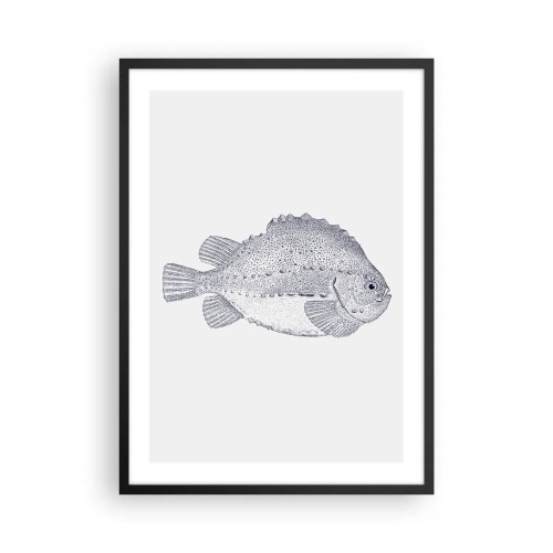 Plakát v černém rámu - Ilustrace vintage ryb na světlém pozadí - 50x70cm - Do alba přírodovědce - Moderní nástěnná dekorace do obývacího pokoje a ložnice ARTTOR