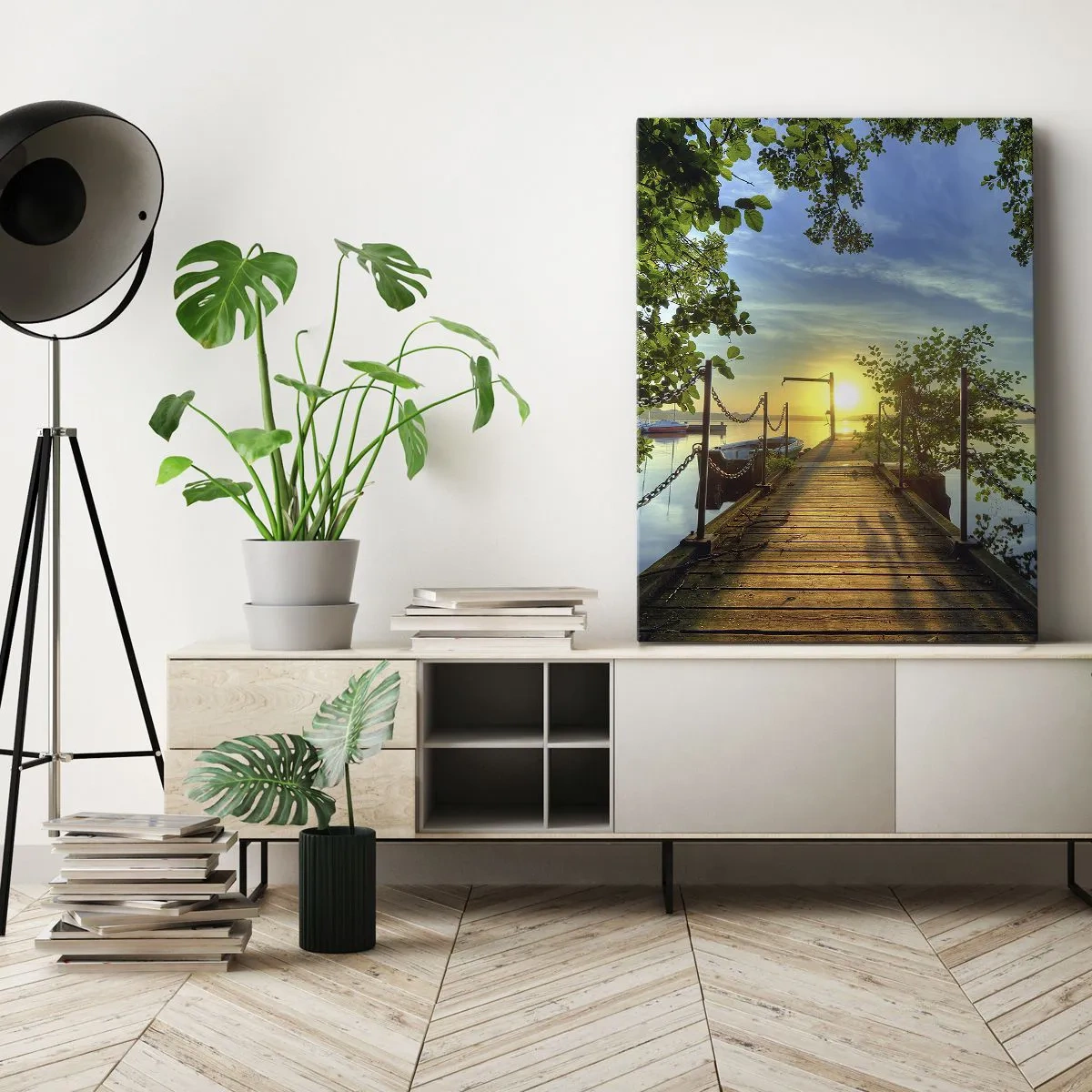 Obraz na plátně - Západ u vody - 50x70 cm