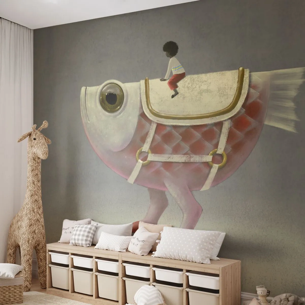 Fototapeta Samolepicí Deluxe Sticker - Rybí jezdec - Abstrakce, Ryba, Pro děti - 250x175 cm