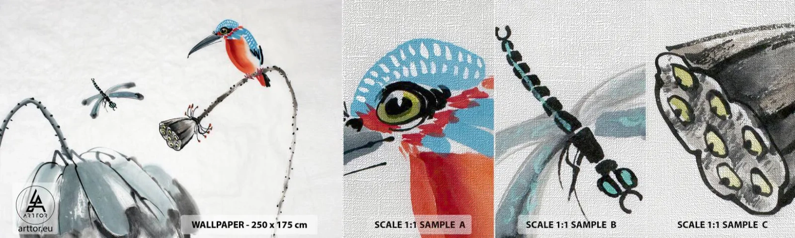 Vzor Fototapety Premium Canvas - Život louky - Abstrakce, Pták, Květ - 100x30 cm