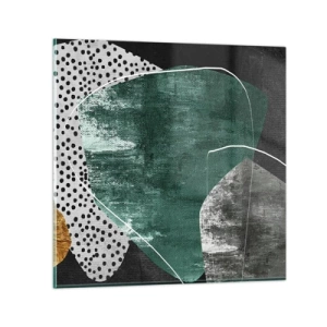 Obraz na skle - Barevná abstrakce se zlatou vločkou - 70x70 cm