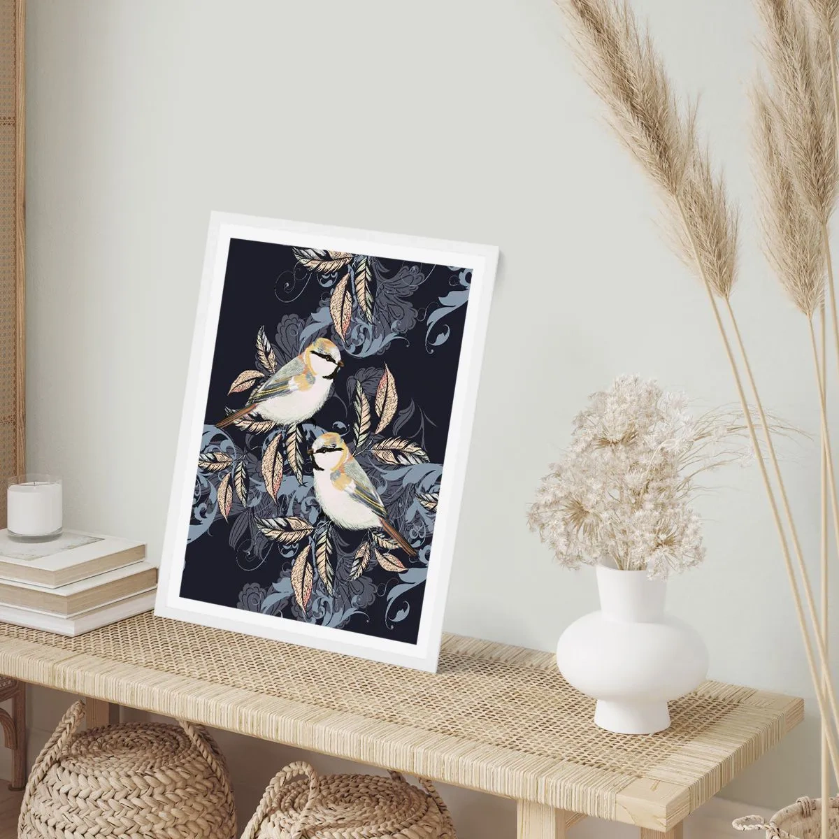 Plakát v bílém rámu - Žlutomodrá píseň - 50x70 cm