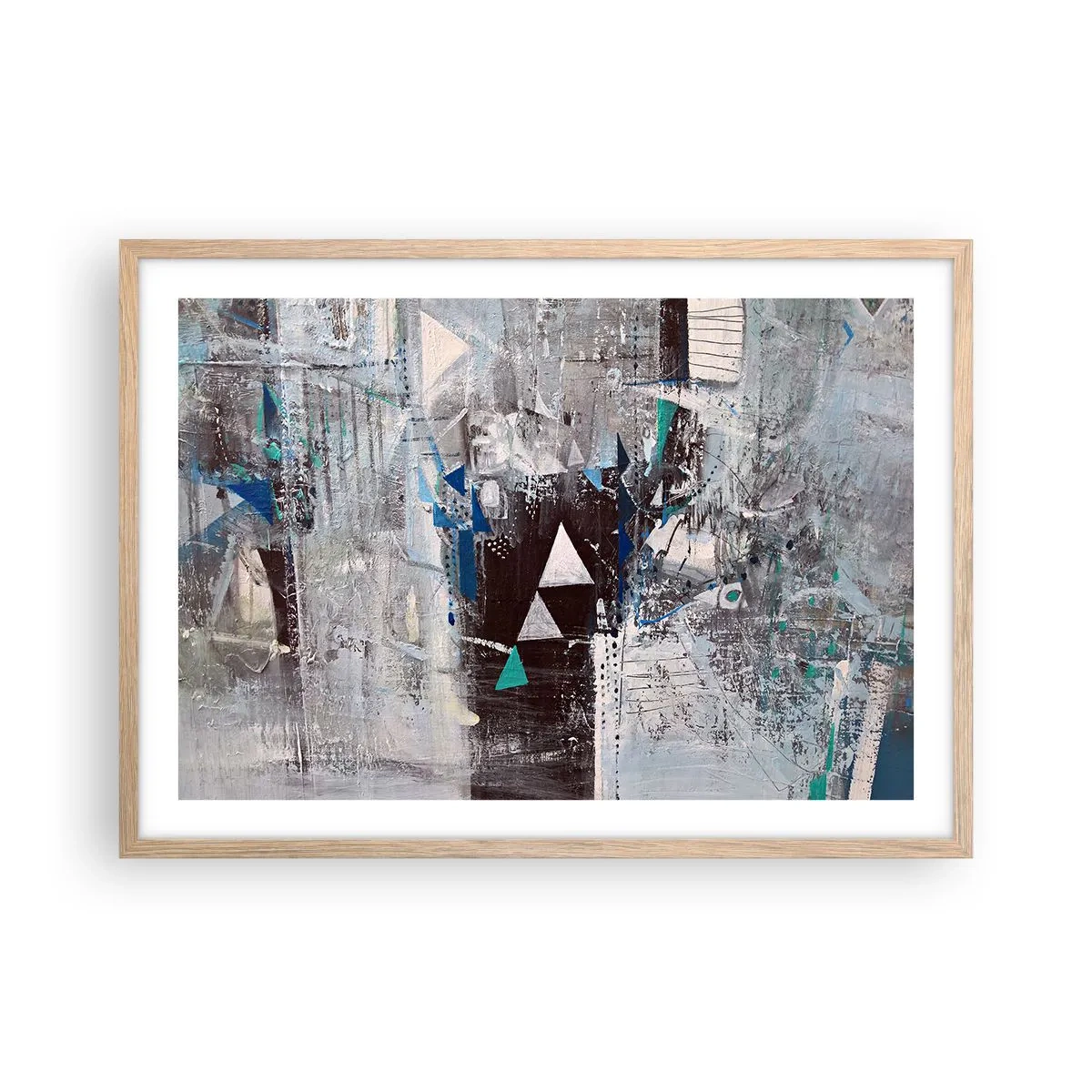 Plakát v rámu světlý dub - Přednostní pořadí trojúhelníků - 70x50 cm