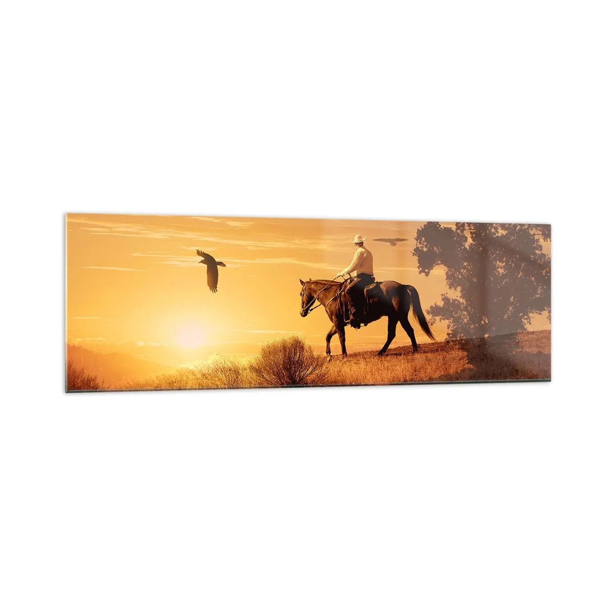 Obraz na skle - Sám prérií - 160x50 cm