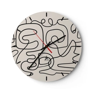 Nástěnné hodiny - Abstraktní černé čáry na světlém pozadí v moderním stylu - 30x30cm - Podle stopy - Moderní nástěnná dekorace do obývacího pokoje, kuchyně a ložnice ARTTOR