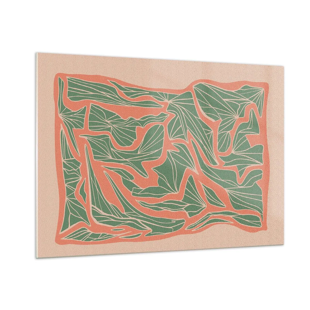 Obraz na skle - Souboj korálů a zeleně - 100x70 cm