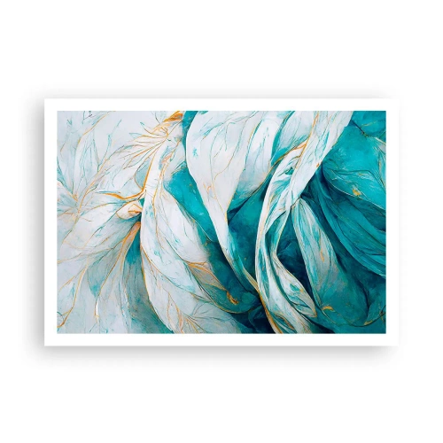 Plakát - Modrá abstrakce se zlatým motivem - 100x70 cm