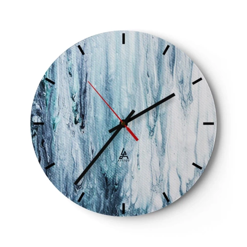 Nástěnné hodiny - Abstraktní vodopád v odstínech modré - 30x30cm - Modré rampouchy - Moderní nástěnná dekorace do obývacího pokoje, kuchyně a ložnice ARTTOR