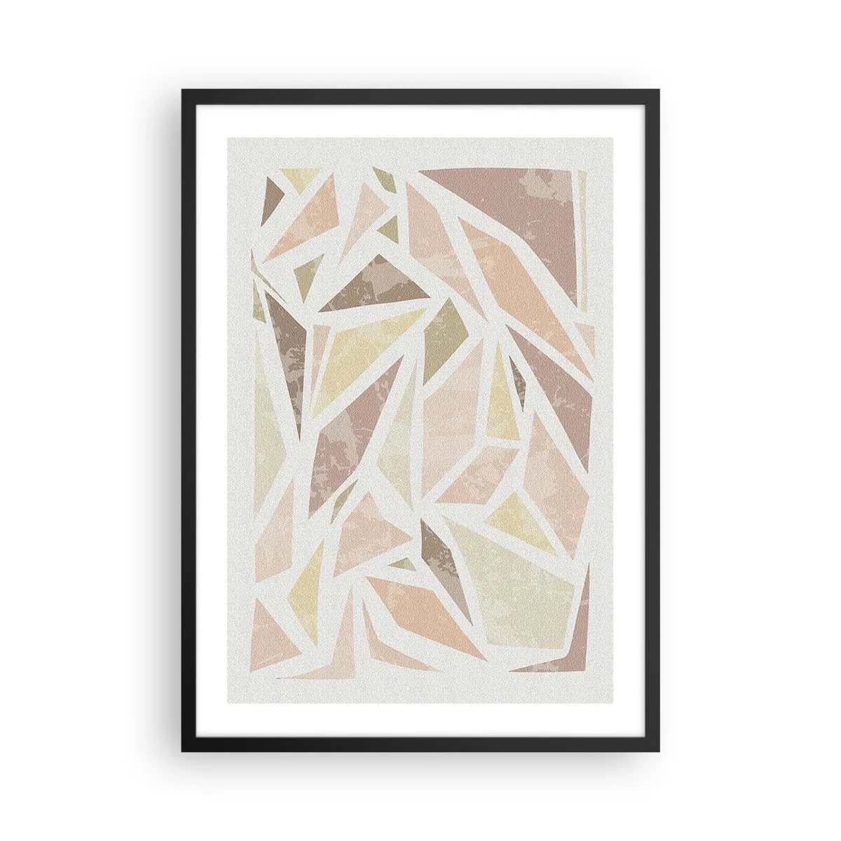Plakát v černém rámu - Geometrická abstrakce v pastelových odstínech - 50x70cm - Kompozice: vitráž - Moderní nástěnná dekorace do obývacího pokoje a ložnice ARTTOR