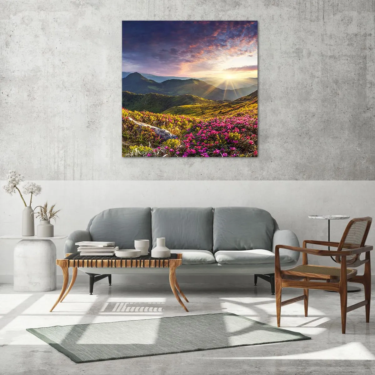 Obraz na skle - Svěžest horského rána - 30x30 cm