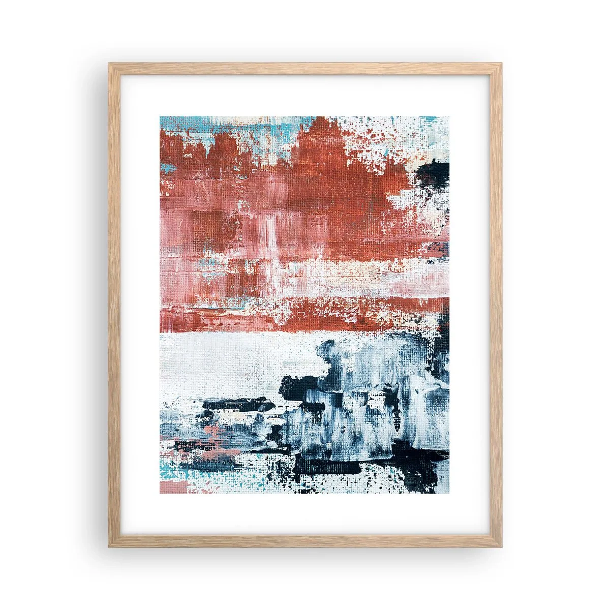 Plakát v rámu světlý dub - Abstraktní půl na půl - 40x50 cm
