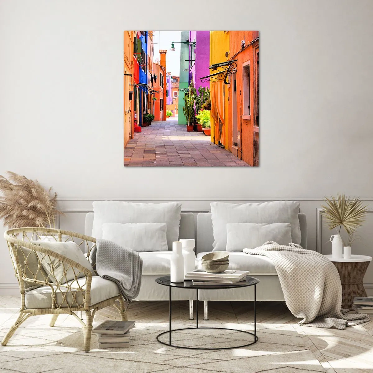 Obraz na skle - Duhová ulička - 60x60 cm
