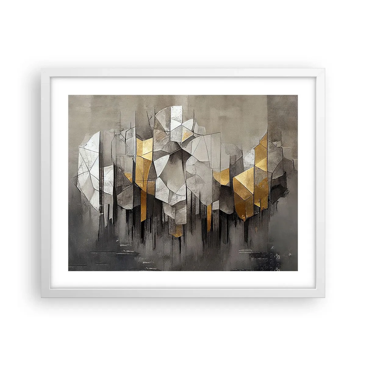 Plakát v bílém rámu - Kompozice z ledu a světla - 50x40 cm