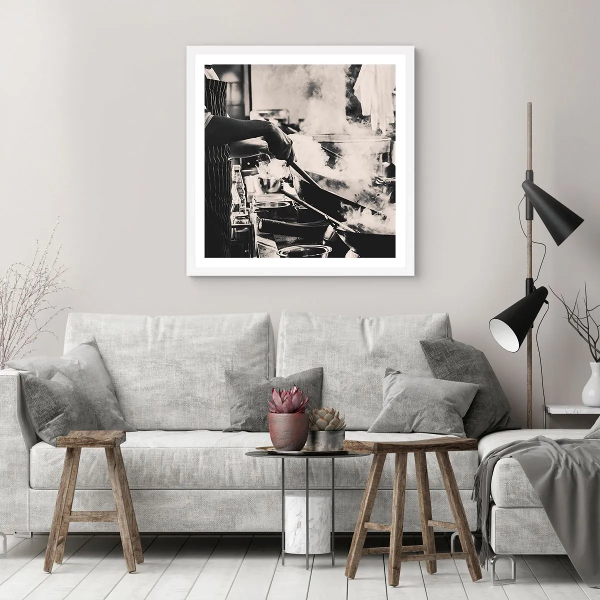 Plakát v bílém rámu - Alchymie chutí - 60x60 cm