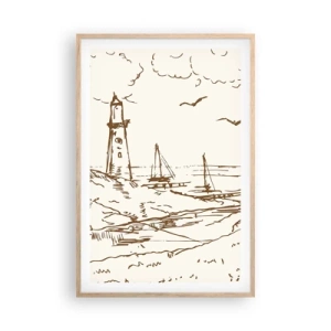 Plakát v rámu světlý dub - Náčrt letních vzpomínek - 61x91 cm