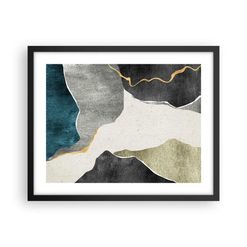 Plakát v černém rámu - Mozaiková kompozice se zlatou nití - 50x40 cm