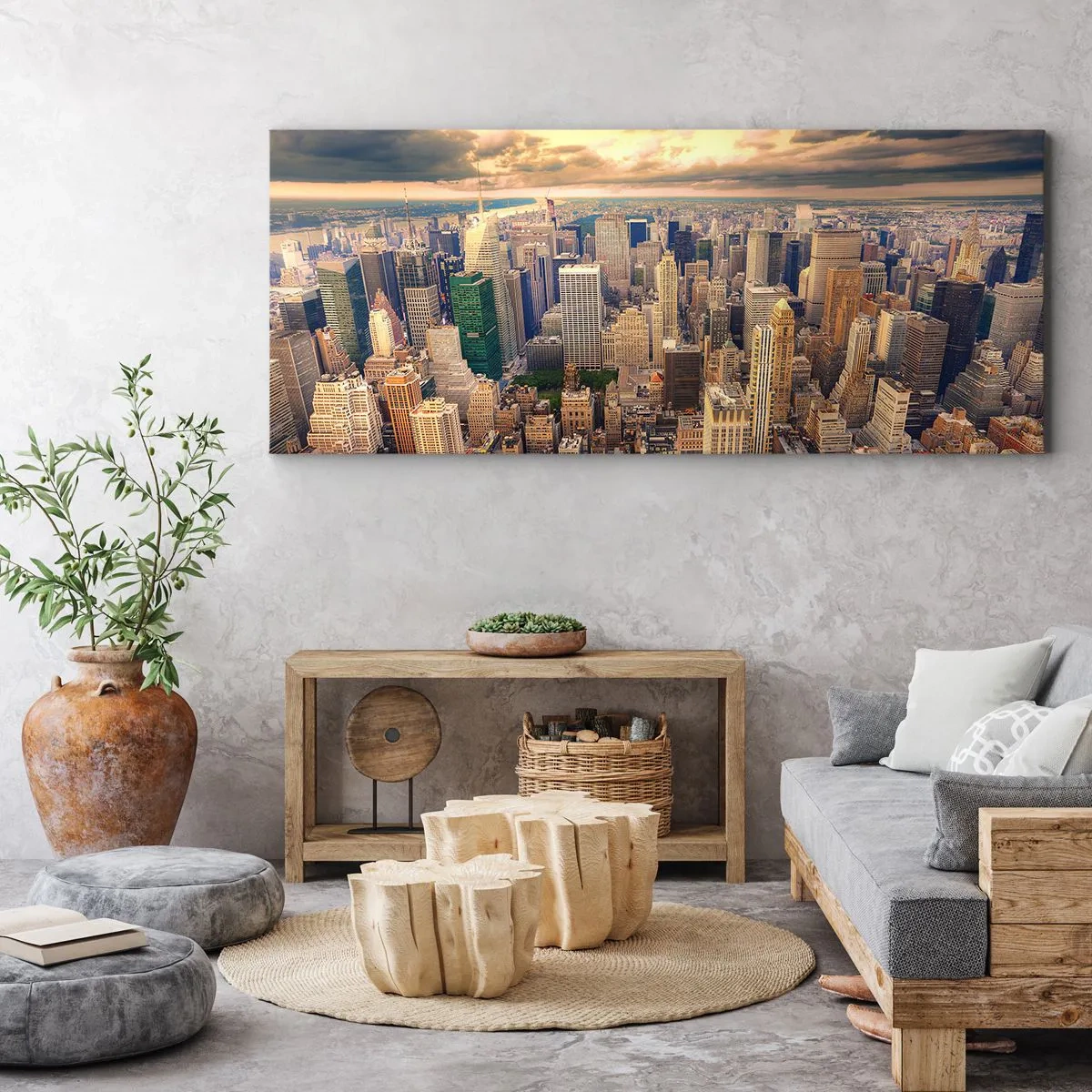 Obraz na plátně - Pozlacené Metropolis - 140x50 cm