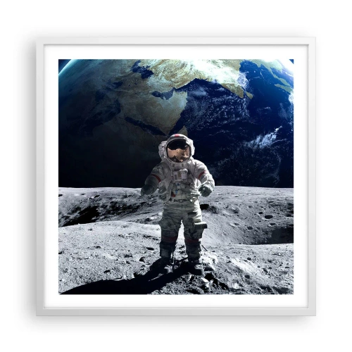 Plakát v bílém rámu - Pozdravy s Měsíce - 60x60 cm