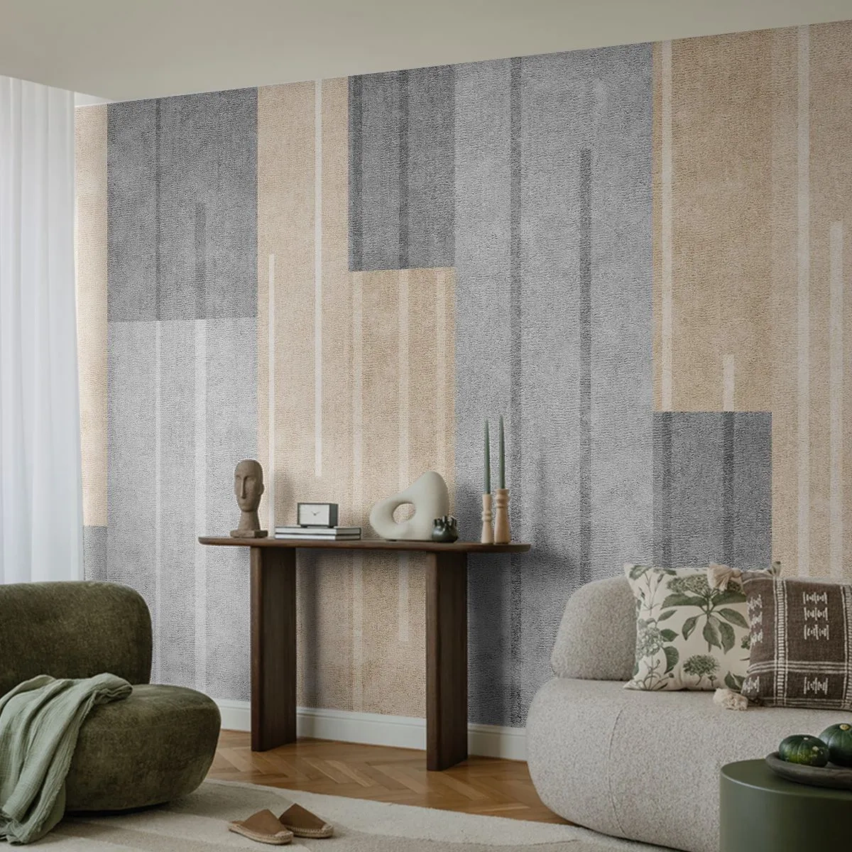 Fototapeta Premium Sand - Kompozice: drž se - Abstrakce, Čáry, Pastel - 150x105 cm