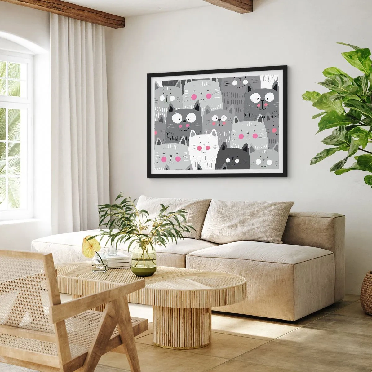 Plakát v černém rámu - Kočičí svět - 91x61 cm