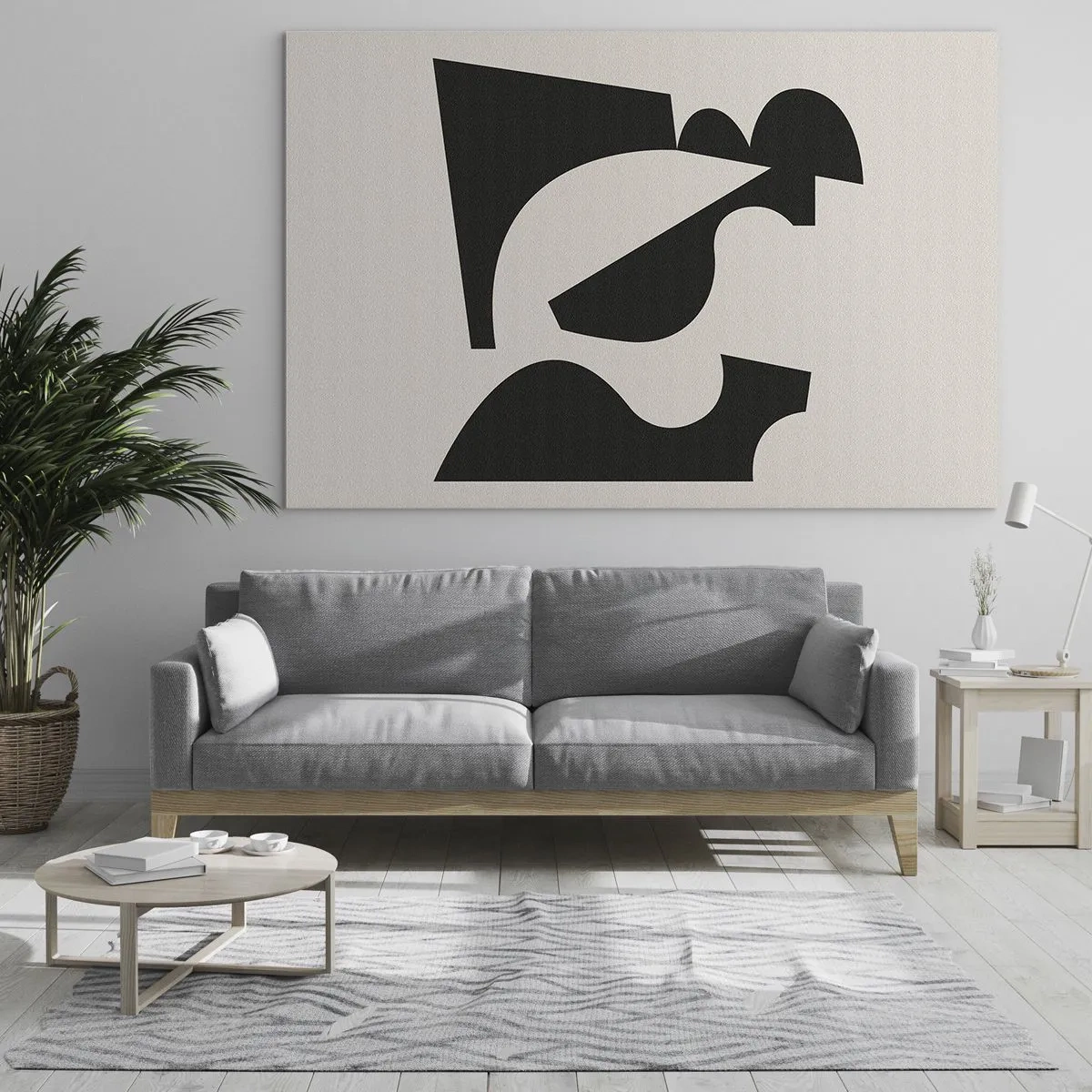 Obraz na skle - Abstraktní černobílé geometrické kompozice - 70x50cm - K samostatnému ukládání - Moderní nástěnná dekorace do obývacího pokoje a ložnice ARTTOR