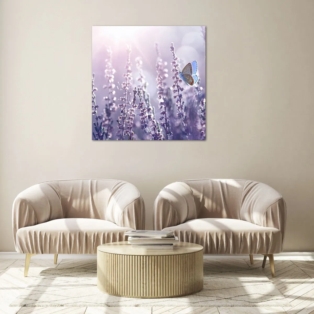 Obraz na skle - Polibek motýla - 60x60 cm