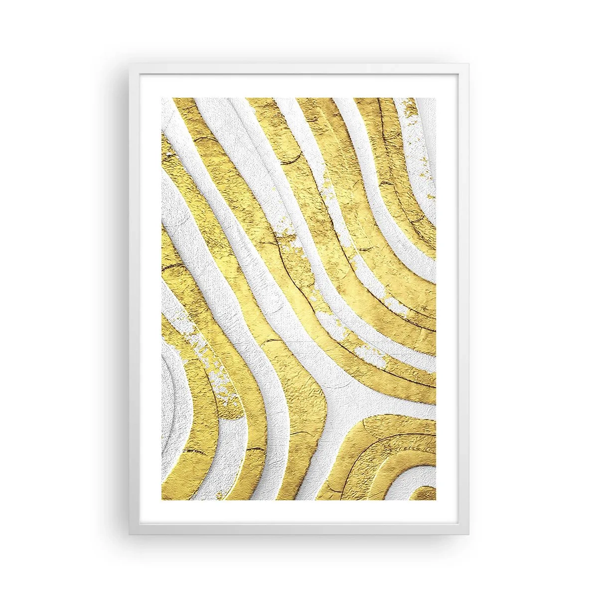 Plakát v bílém rámu - Kompozice v bílé a zlaté - 50x70 cm