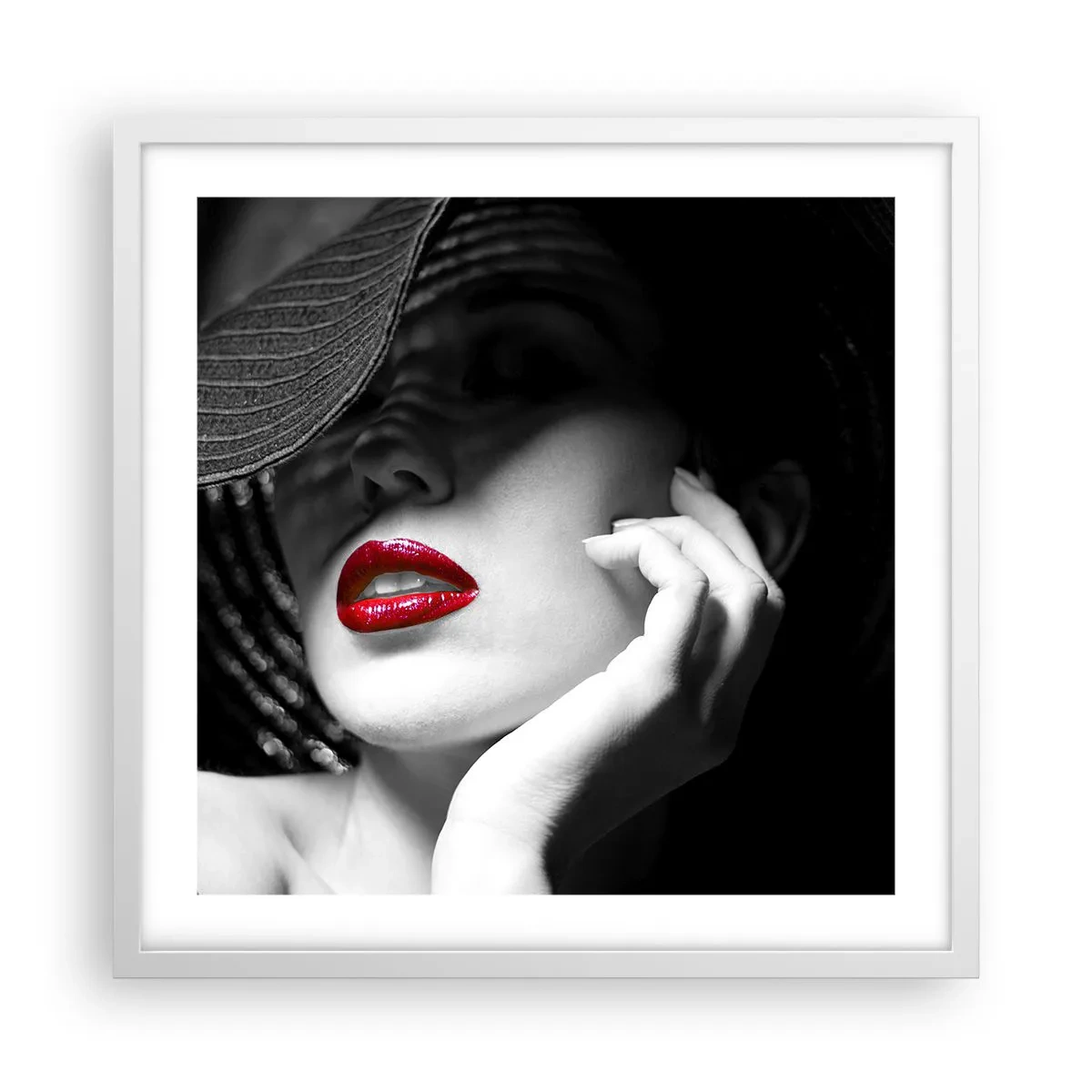 Plakát v bílém rámu - Studie v šarlatové - 50x50 cm