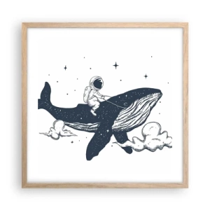 Plakát v rámu světlý dub - Vesmírné dobrodružství - 50x50 cm