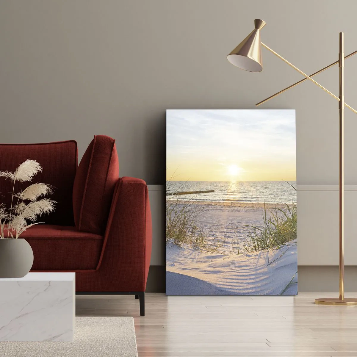 Obraz na plátně - Šumění moře, zpěv ptáků, divoká pláž uprostřed trávy… - 65x120 cm
