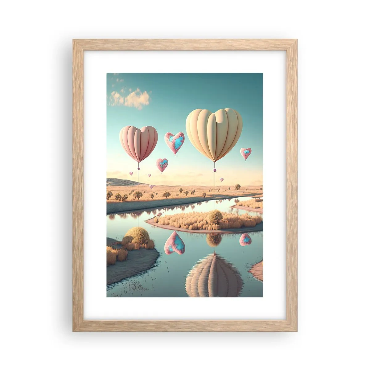 Plakát v rámu světlý dub - Láska tě nechá vzlétnout - 30x40 cm