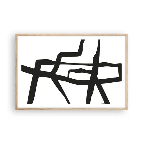 Plakát v rámu světlý dub - Černobílá konstrukce - 91x61 cm