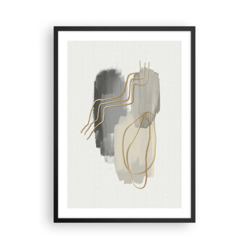 Plakát v černém rámu - Abstraktní kompozice s čarami a skvrnami barvy - 50x70cm - Trvání a pohyb - Moderní nástěnná dekorace do obývacího pokoje a ložnice ARTTOR