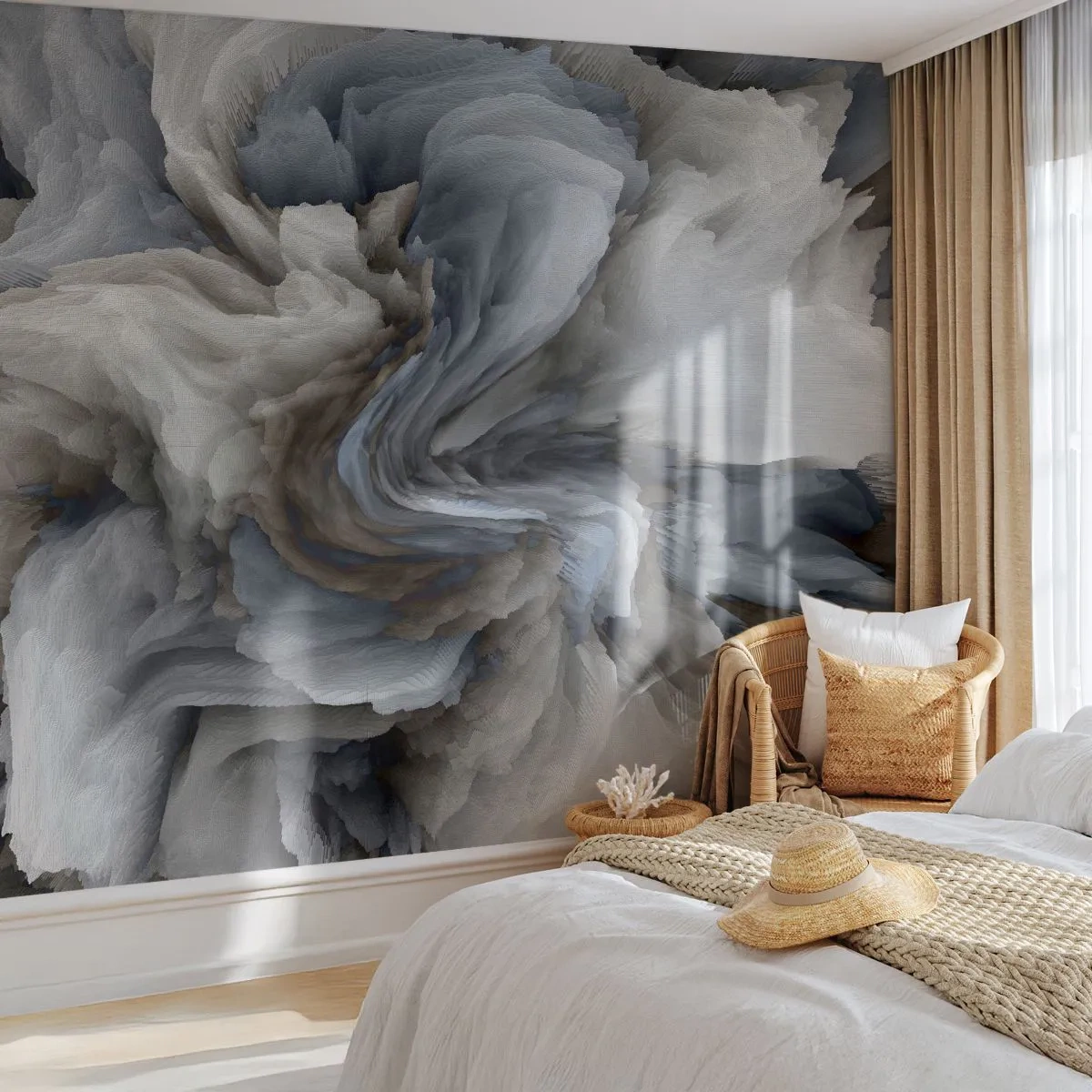 Fototapeta Premium Canvas - Kámen a květ - 3D, Trojrozměrný, Kus - 400x280 cm