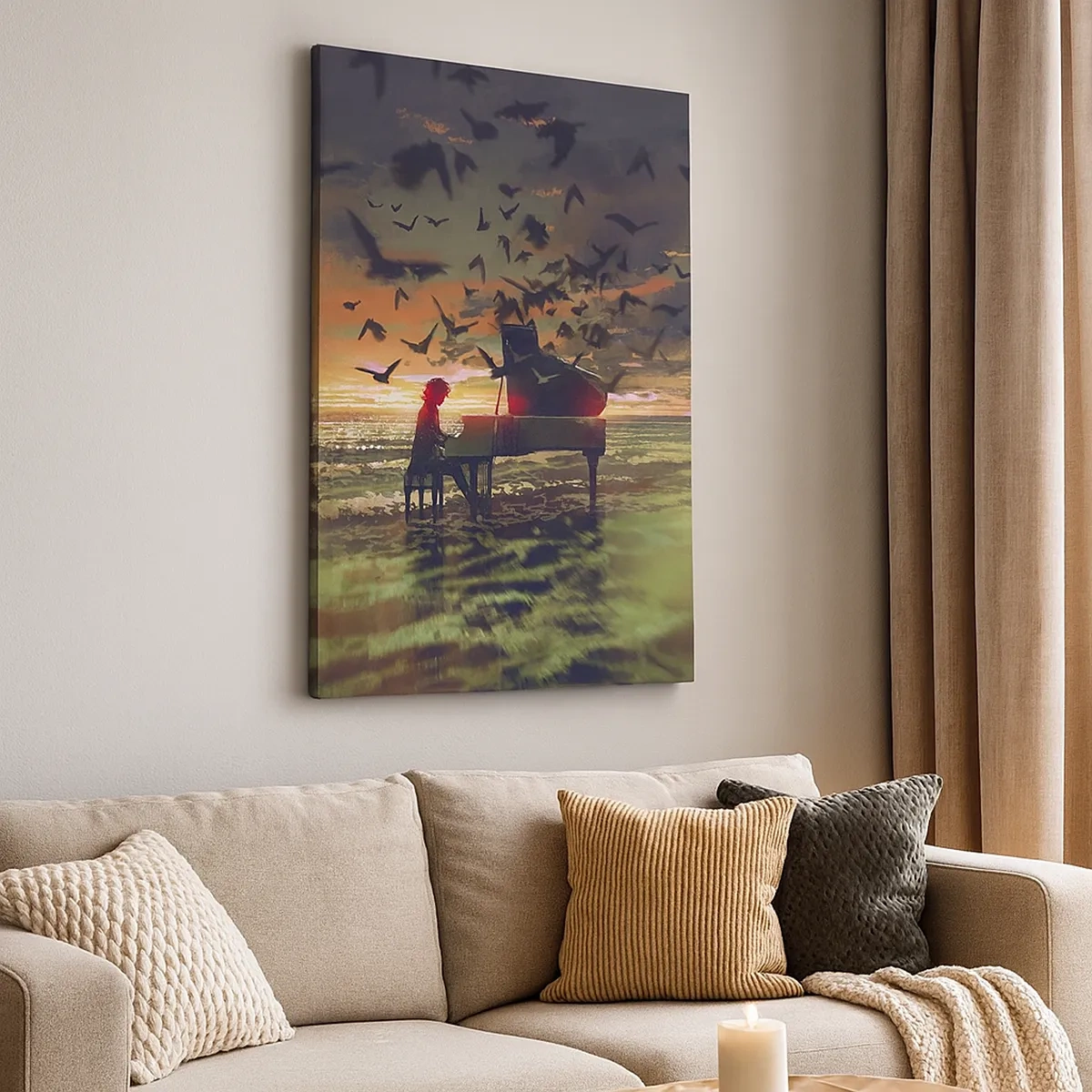 Obraz na plátně - Koncert na piano a vlny - 50x70 cm