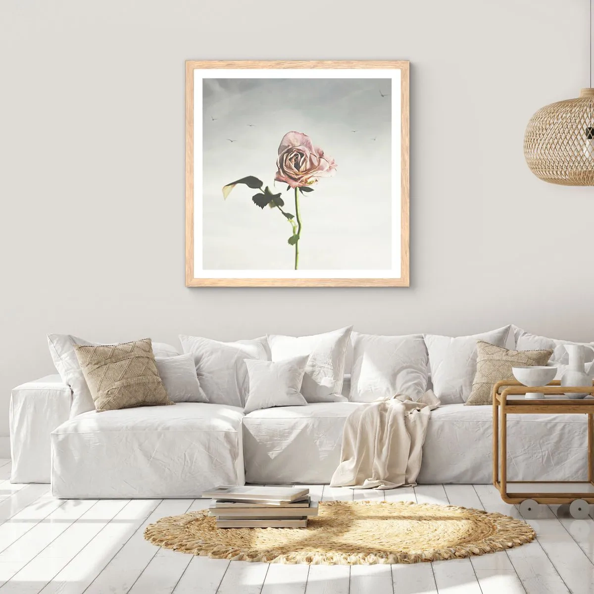 Plakát v rámu světlý dub - Vítání jara - 50x50 cm