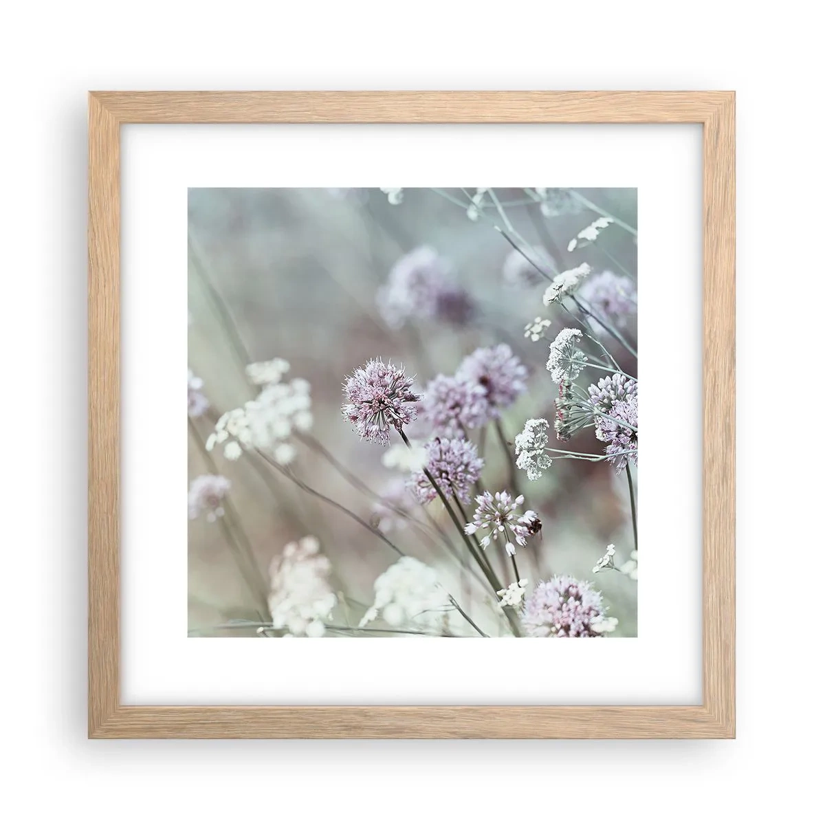 Plakát v rámu světlý dub - Sladké filigrány bylinek - 30x30 cm