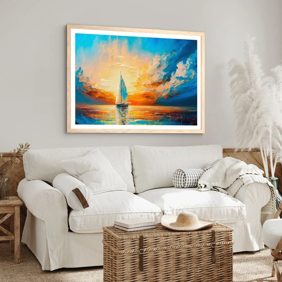 Plakát v rámu světlý dub - Plavba ve zlatě - 70x50 cm